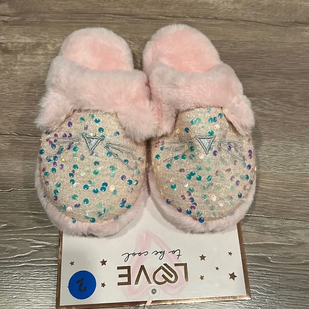 Sparkly cat soft slippers